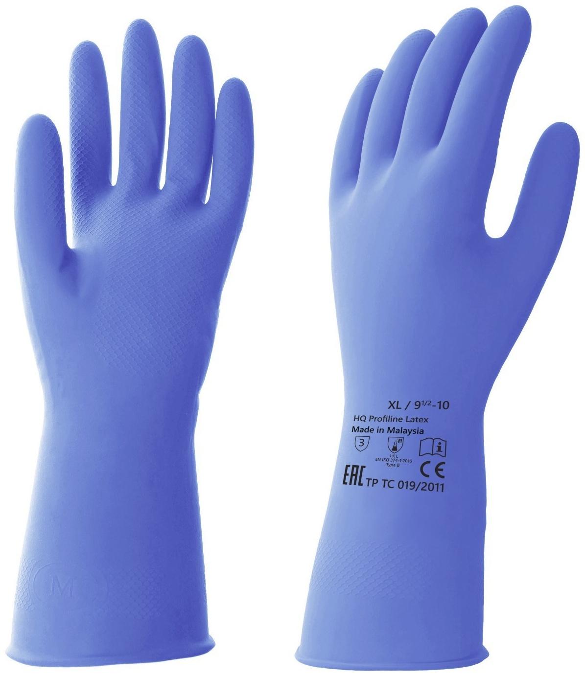 Перчатки латексные многоразовые синие, размер XL