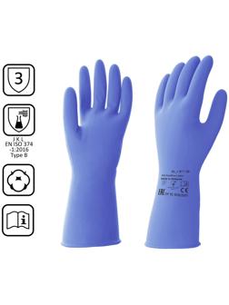 Перчатки латексные многоразовые синие, размер XL