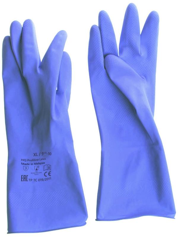 Перчатки латексные многоразовые синие, размер XL