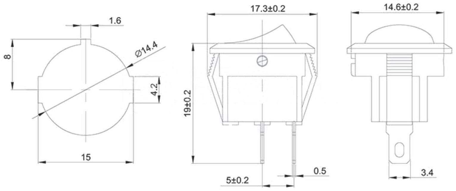 Клавишный выключатель Rexant 36-2511, 250 В, 3 А, ON-OFF, 2с, красный