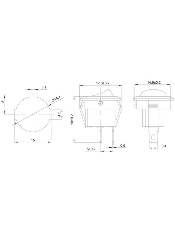 Клавишный выключатель Rexant 36-2511, 250 В, 3 А, ON-OFF, 2с, красный