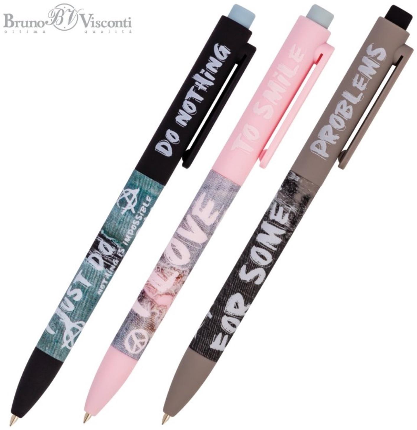 Ручка шариковая автоматическая FreshWrite FunClick. FunClick Jeans, узел 0.7 мм, синие пигментные чернила, корпус Soft Touch, МИКС