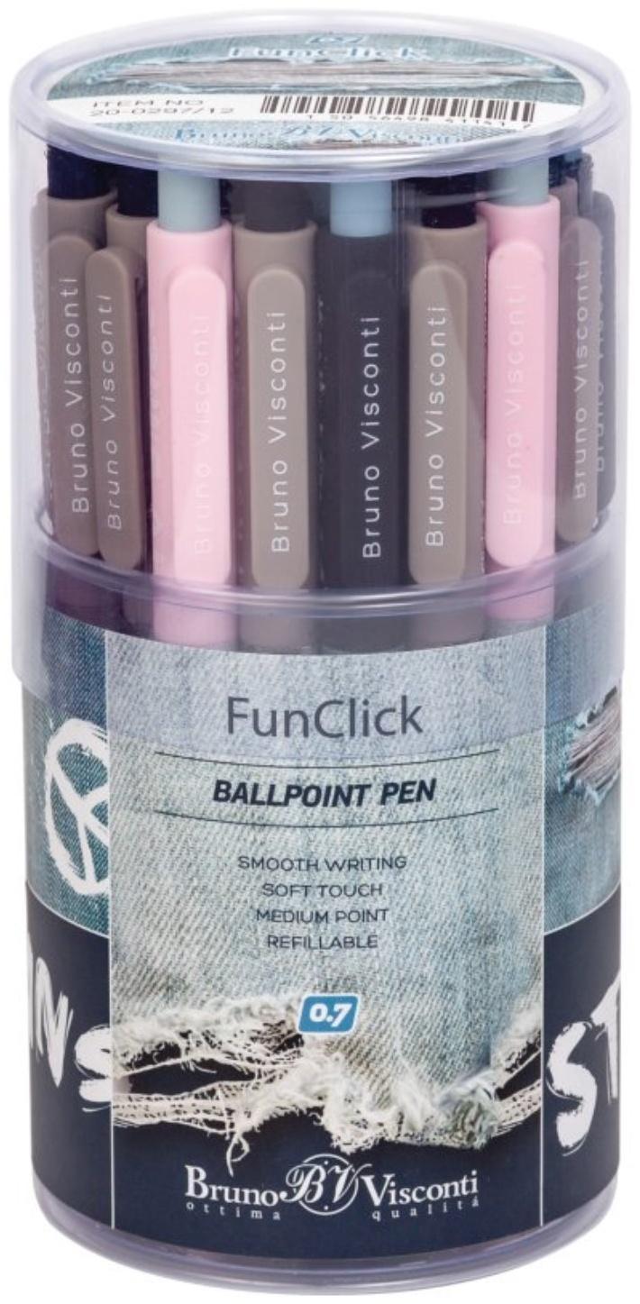 Ручка шариковая автоматическая FreshWrite FunClick. FunClick Jeans, узел 0.7 мм, синие пигментные чернила, корпус Soft Touch, МИКС