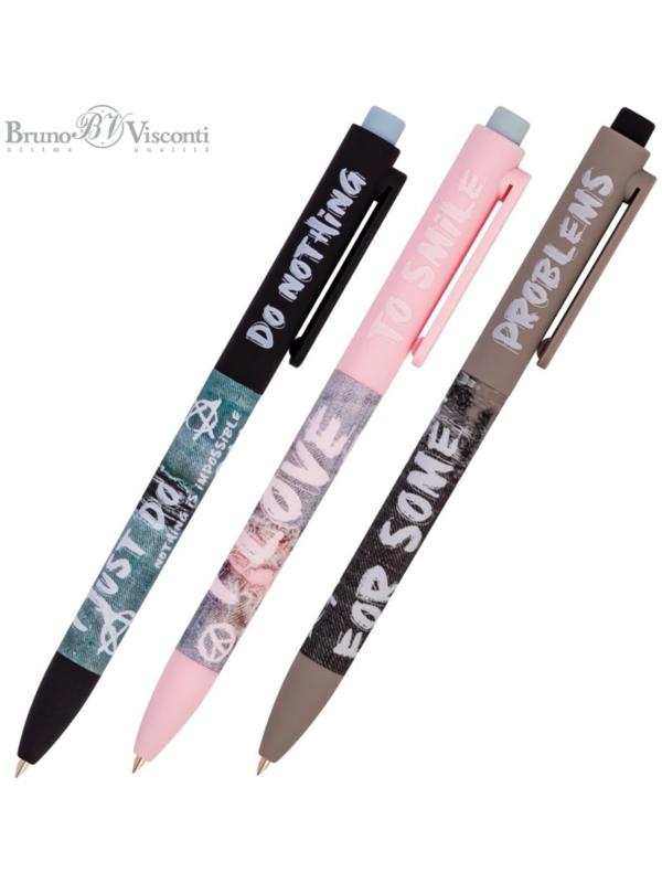 Ручка шариковая автоматическая FreshWrite FunClick. FunClick Jeans, узел 0.7 мм, синие пигментные чернила, корпус Soft Touch, МИКС