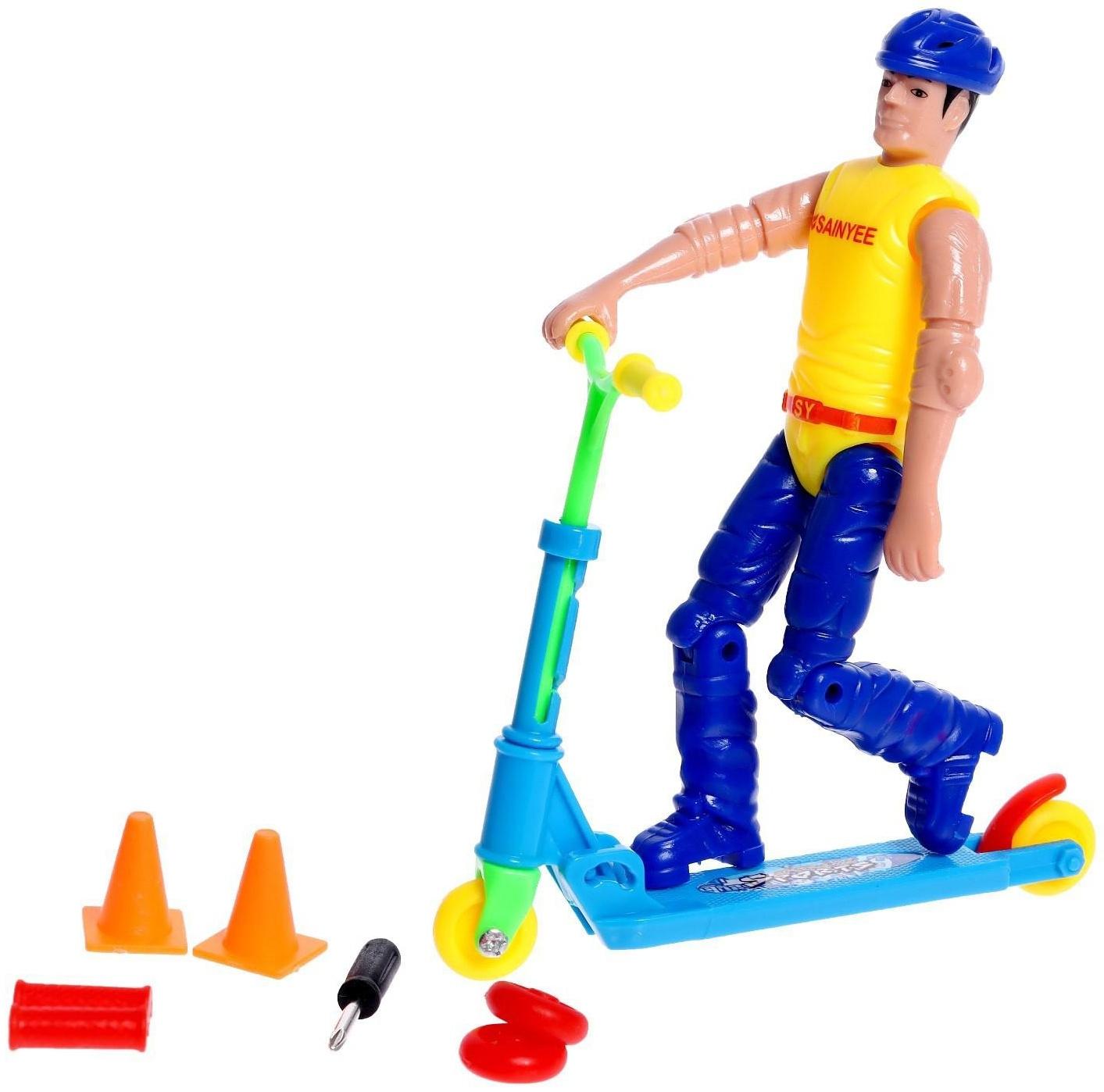 Пальчиковый самокат c фигуркой №SL-05426 МИКС   , в ПАКЕТЕ