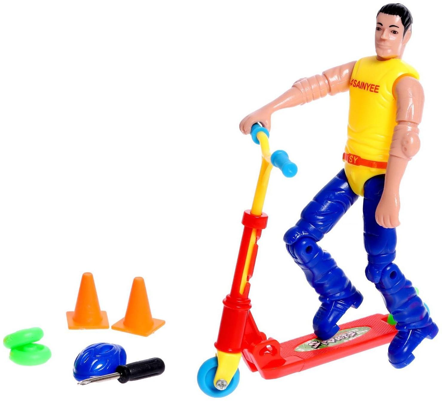 Пальчиковый самокат c фигуркой №SL-05426 МИКС   , в ПАКЕТЕ