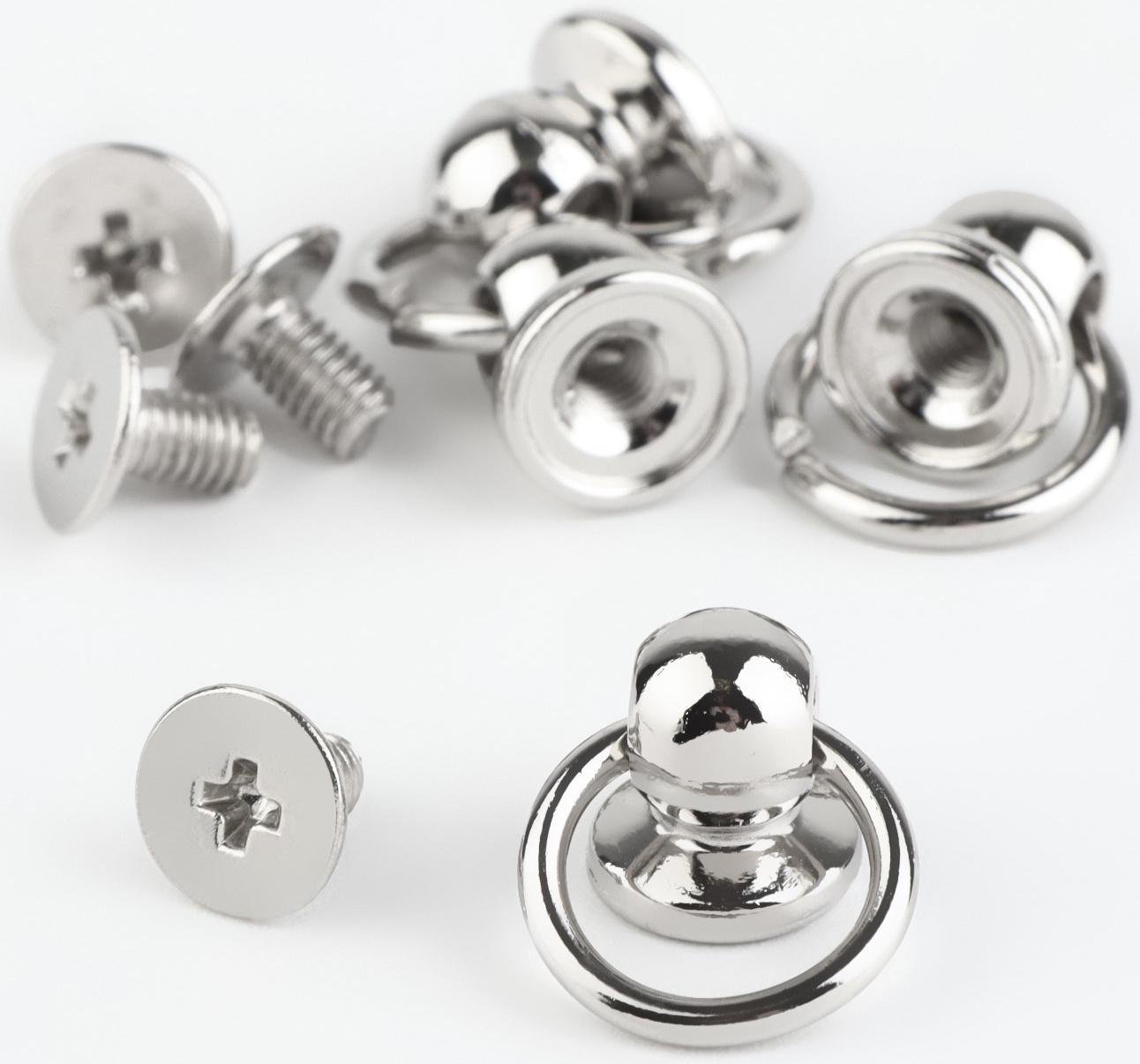 Кобурный винт d = 6/8 × 9 мм, с кольцом d = 10 мм, 4 шт, цвет серебряный