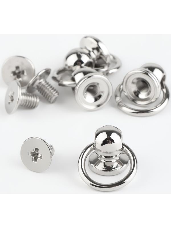 Кобурный винт d = 6/8 × 9 мм, с кольцом d = 10 мм, 4 шт, цвет серебряный