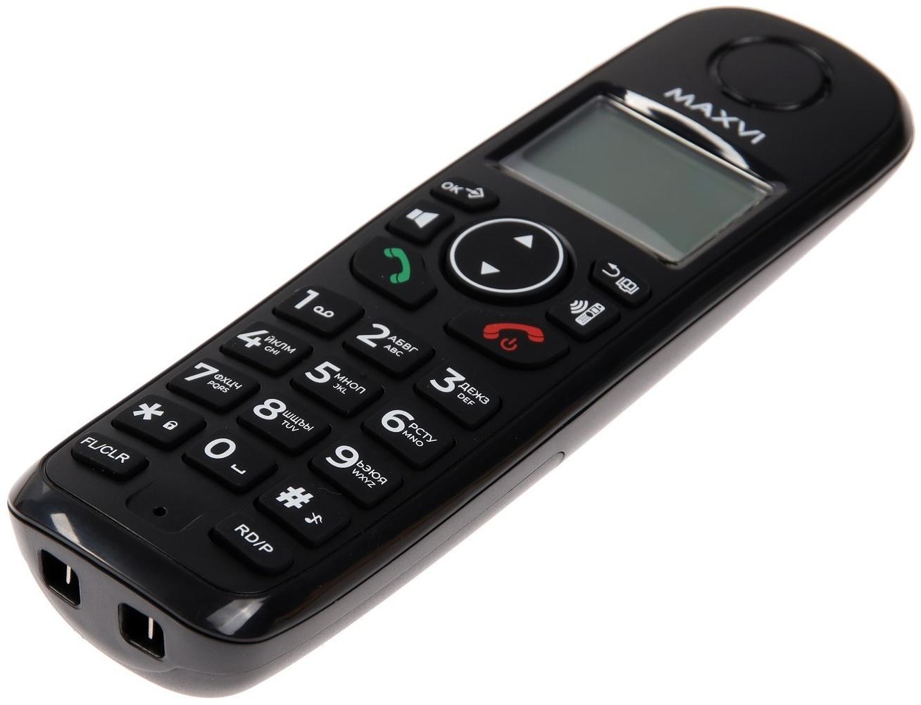 Радиотелефон DECT Maxvi GA-01, Caller ID, интерком, спикерофон, АОН, конференц-связь, черный