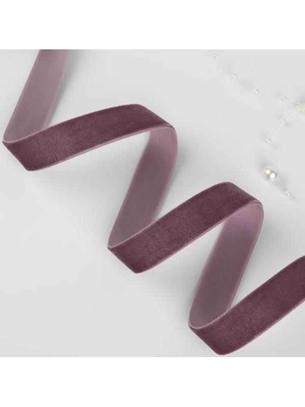 Лента бархатная, 15 мм, 18 ± 1 м, цвет ежевичный №199