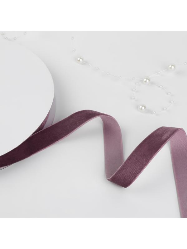 Лента бархатная, 15 мм, 18 ± 1 м, цвет ежевичный №199