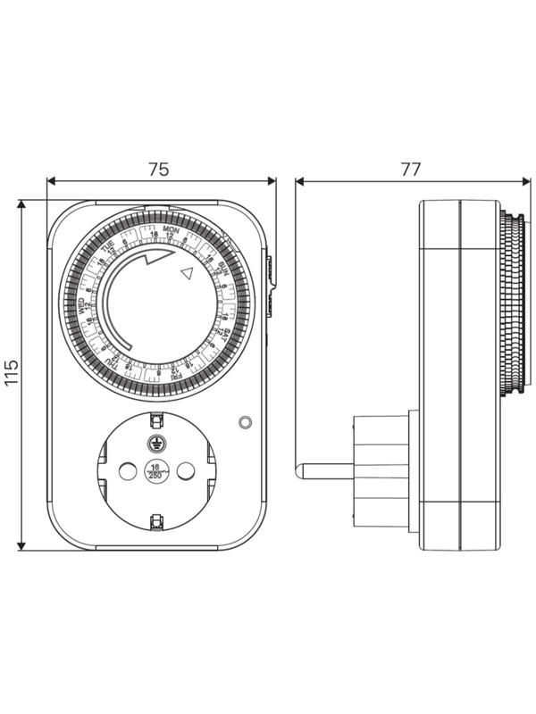 Таймер механический, 'Премиум', недельный 3680Вт, интервал: 120мин. 12 вкл/сутки белый, 0516