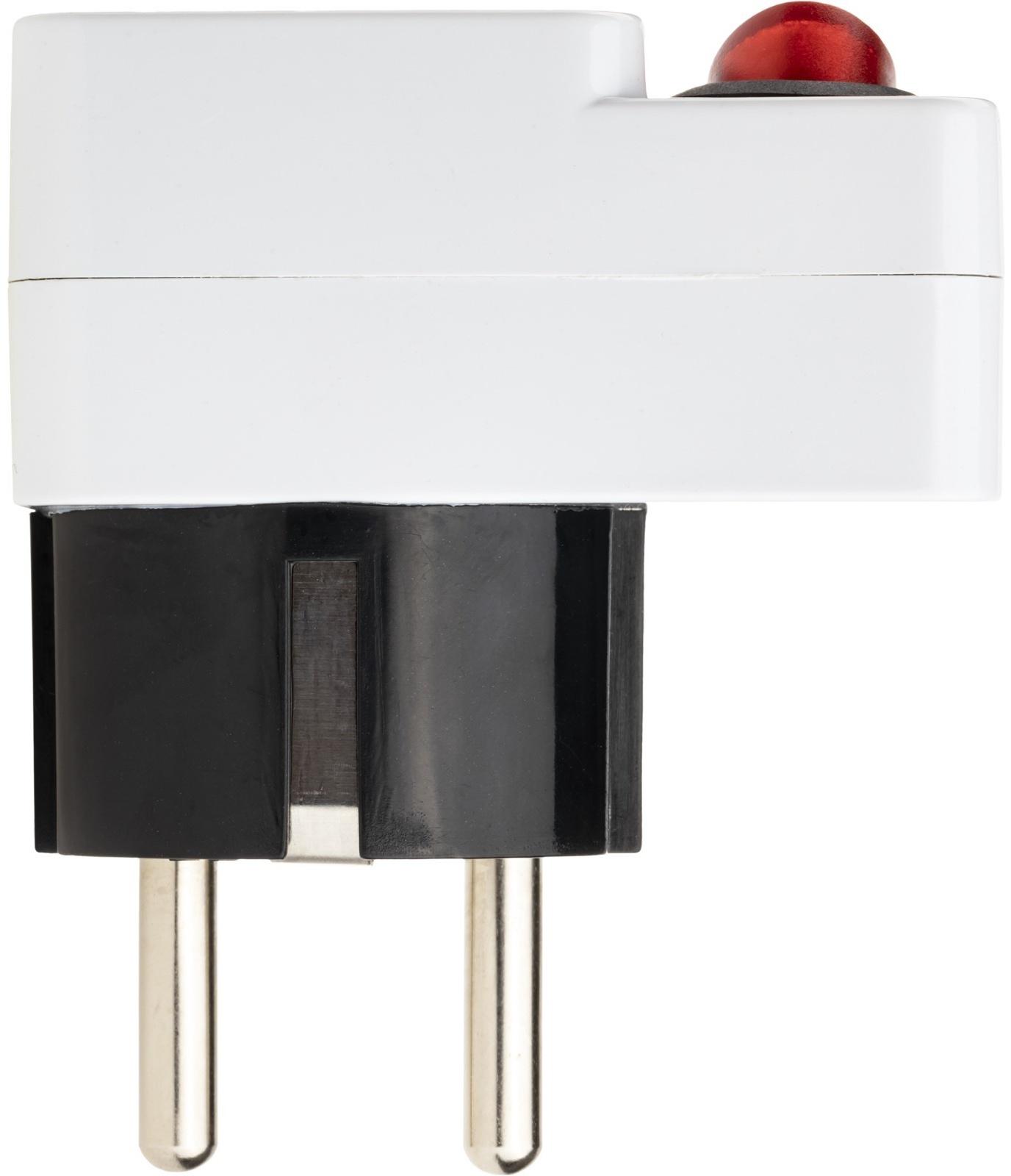 Адаптер c кнопкой, на евро и азиатскую вилку, с/з, 16А, 230В, 3680Вт, IP20, белый, 26956 4,