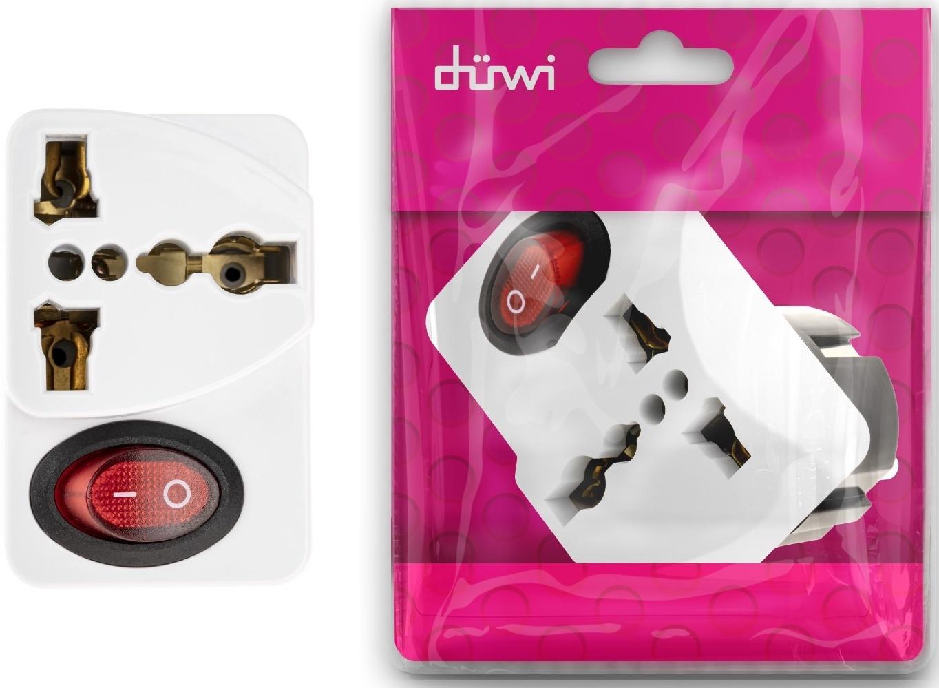 Адаптер c кнопкой, на евро и азиатскую вилку, с/з, 16А, 230В, 3680Вт, IP20, белый, 26956 4,