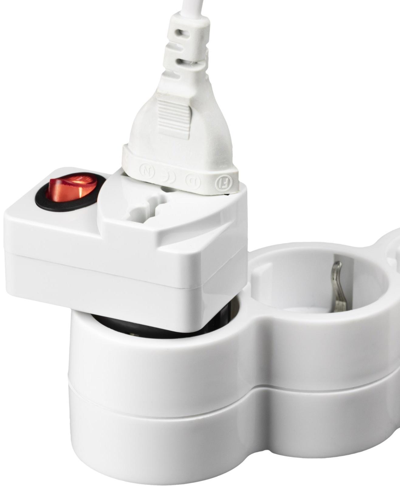 Адаптер c кнопкой, на евро и азиатскую вилку, с/з, 16А, 230В, 3680Вт, IP20, белый, 26956 4,