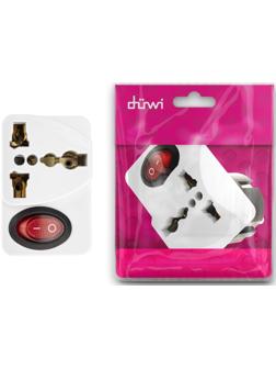 Адаптер c кнопкой, на евро и азиатскую вилку, с/з, 16А, 230В, 3680Вт, IP20, белый, 26956 4,