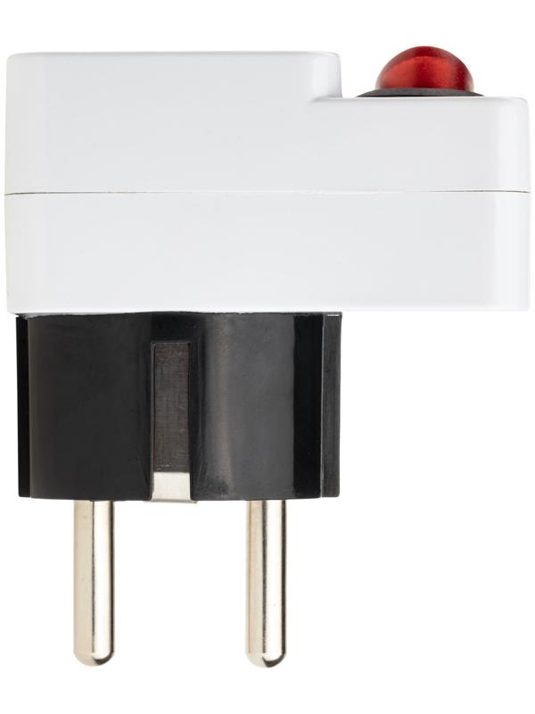Адаптер c кнопкой, на евро и азиатскую вилку, с/з, 16А, 230В, 3680Вт, IP20, белый, 26956 4,