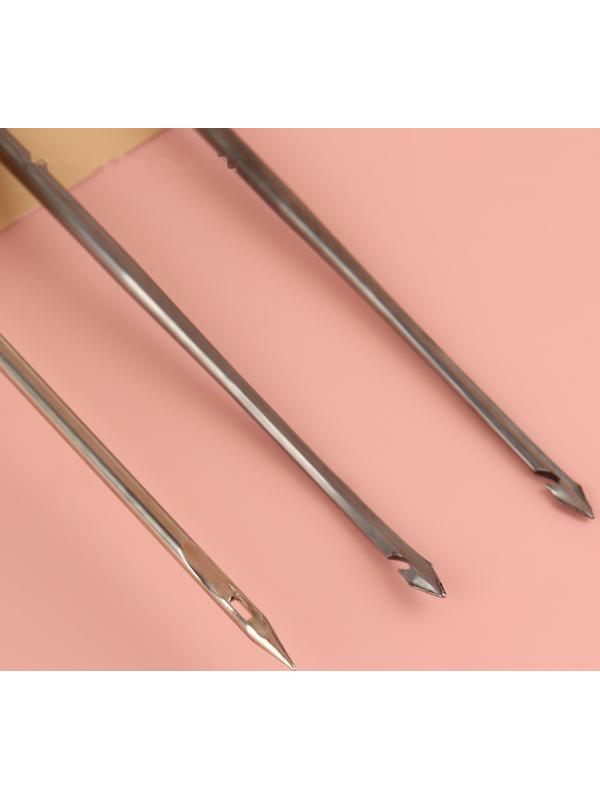 Шило швейное, с тремя сменными насадками: крючок, 8 см, изогнутый крючок, 8 см, с отверстием, 6,9 см