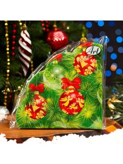 Салфетки бумажные Art Bouquet Rondo «Украшение на новогоднюю ель», 3 слоя, d 32 см., 12 шт.