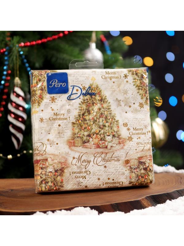 Салфетки бумажные Pero Deluxe «Винтажная ель», 3 слоя, 33х33, 20 шт.