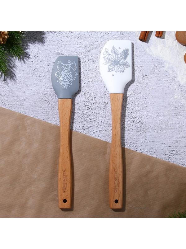 Набор силиконовых лопаток «Новогоднего настроения», 2 шт в наборе (26х5 см, 23.3х4.3 см)