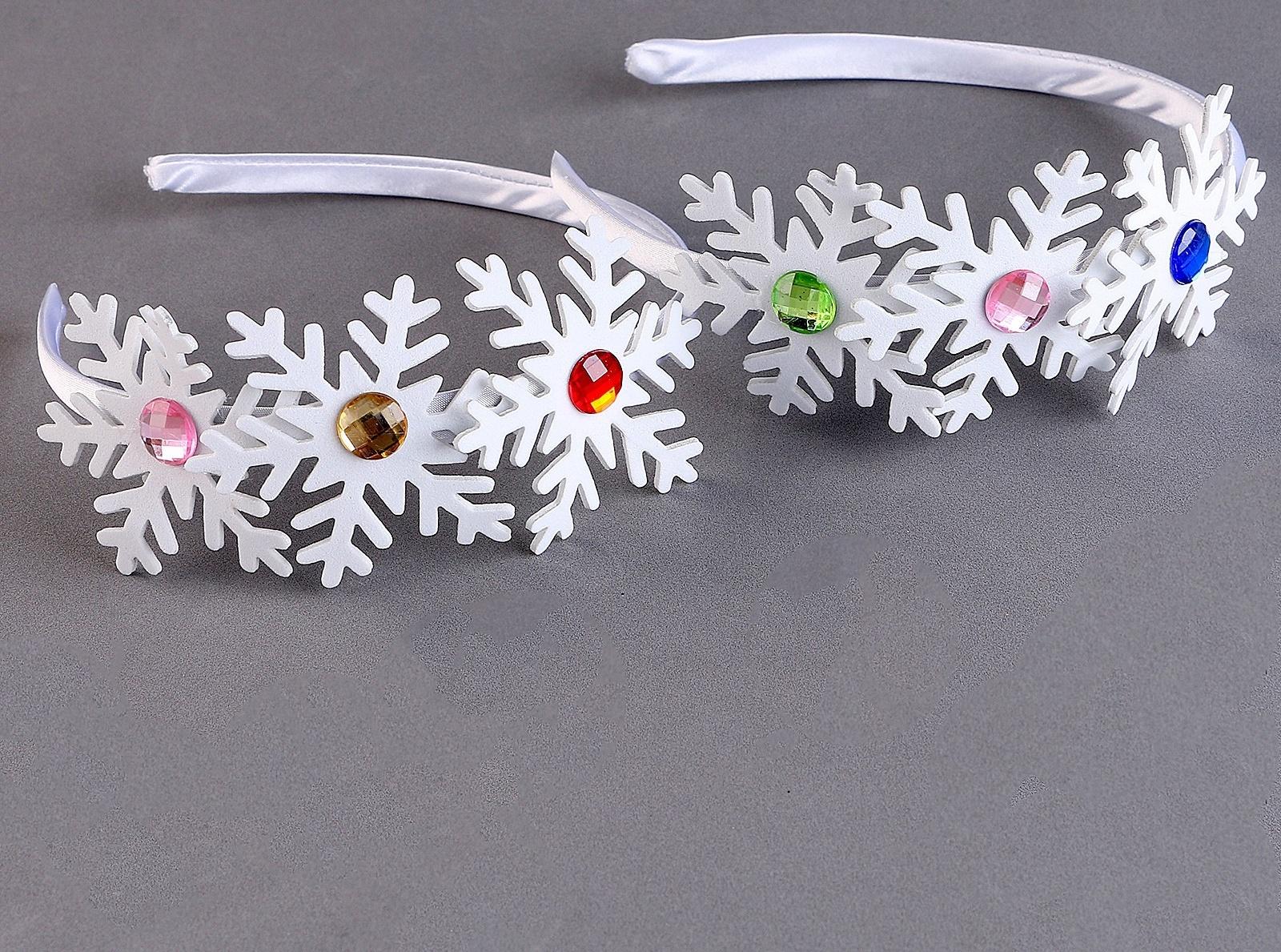 Карнавальный ободок «Снежинки» со стразами