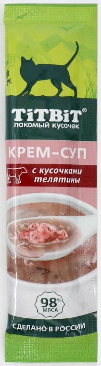 Лакомство крем-суп TitBit для кошек с кусочками телятины, 10 г
