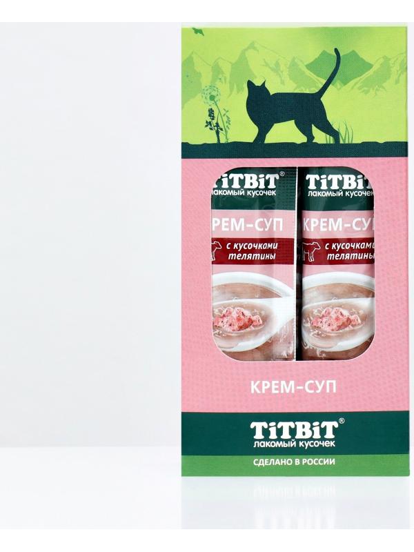 Лакомство крем-суп TitBit для кошек с кусочками телятины, 10 г