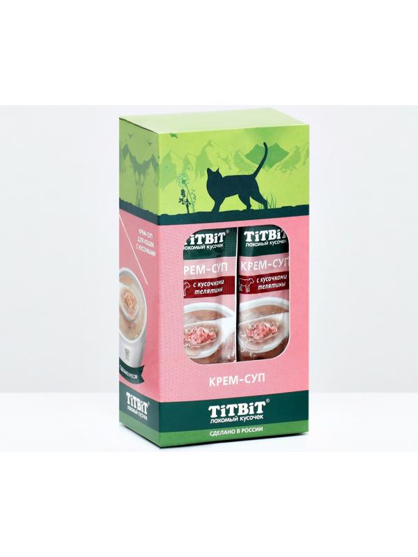 Лакомство крем-суп TitBit для кошек с кусочками телятины, 10 г