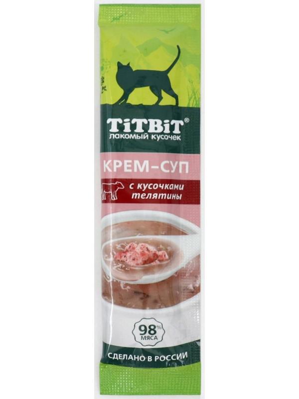 Лакомство крем-суп TitBit для кошек с кусочками телятины, 10 г
