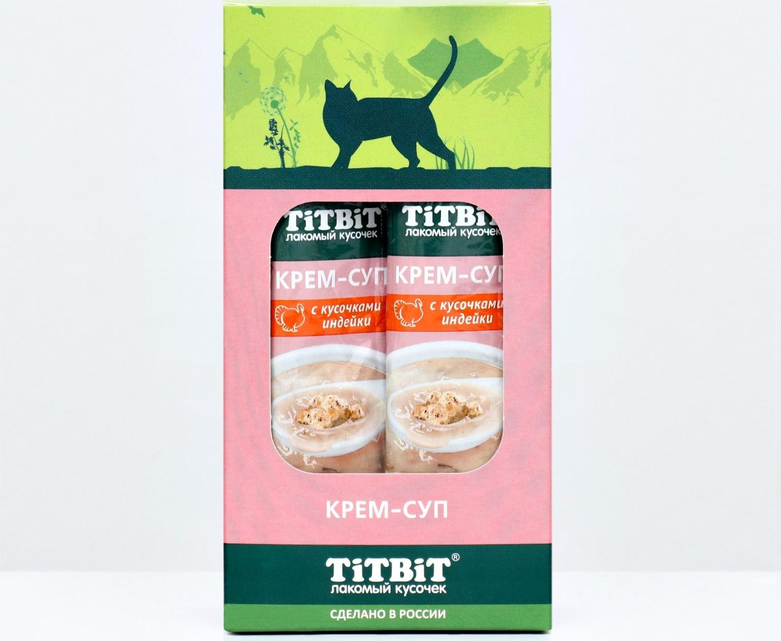 Лакомство крем-суп TitBit для кошек с кусочками индейки, 10 г