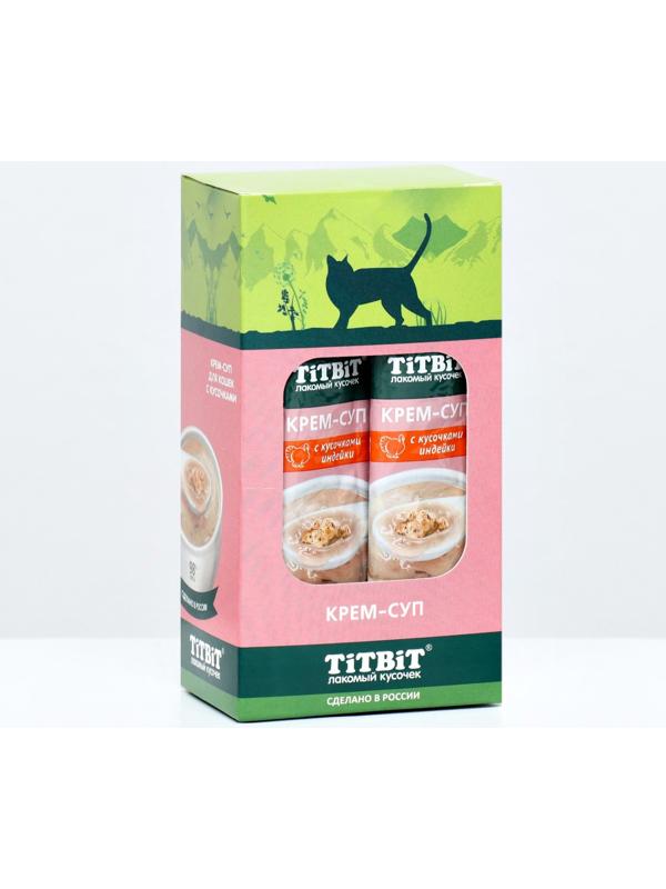 Лакомство крем-суп TitBit для кошек с кусочками индейки, 10 г
