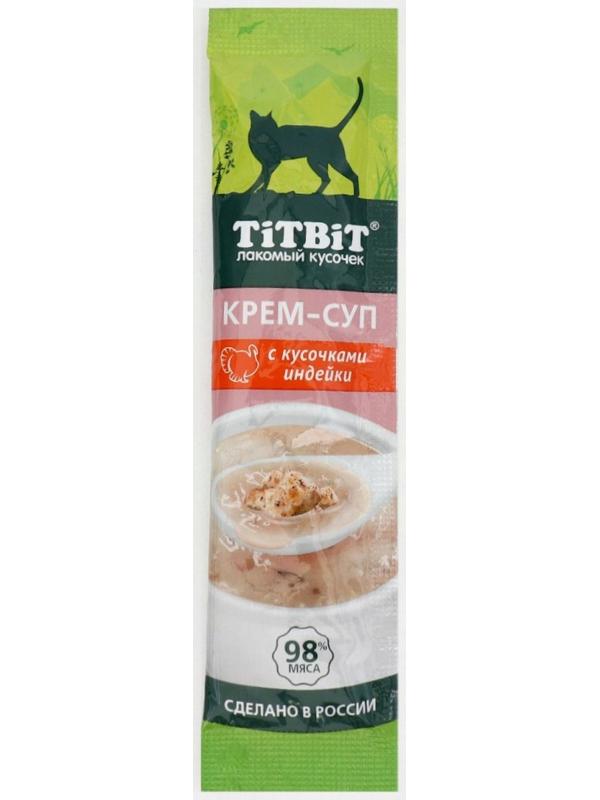Лакомство крем-суп TitBit для кошек с кусочками индейки, 10 г