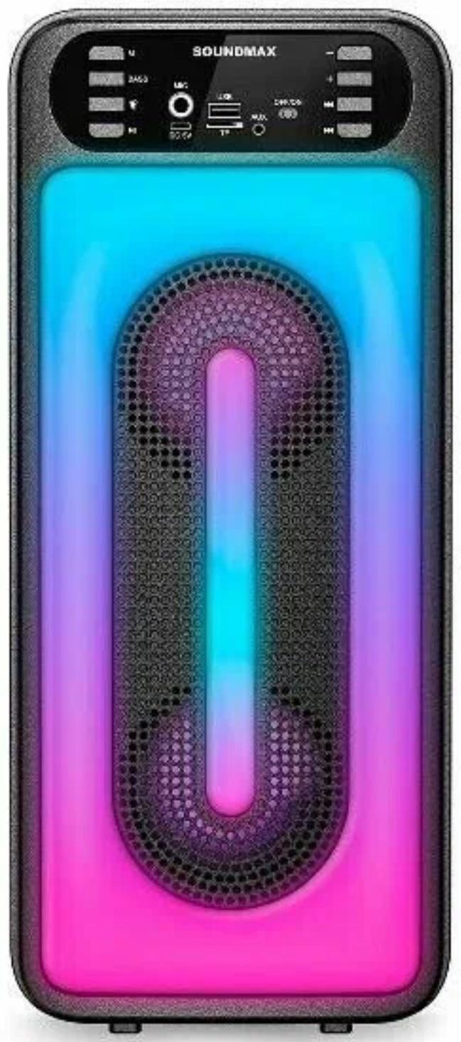 Портативная караоке система Soundmax SM-PS4212, 50 Вт, FM, AUX, USB, BT, SD, чёрная