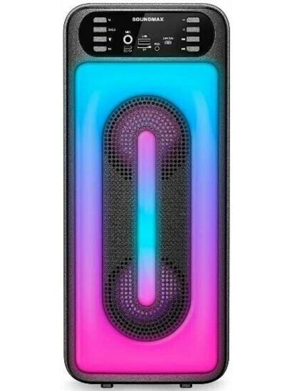 Портативная караоке система Soundmax SM-PS4212, 50 Вт, FM, AUX, USB, BT, SD, чёрная