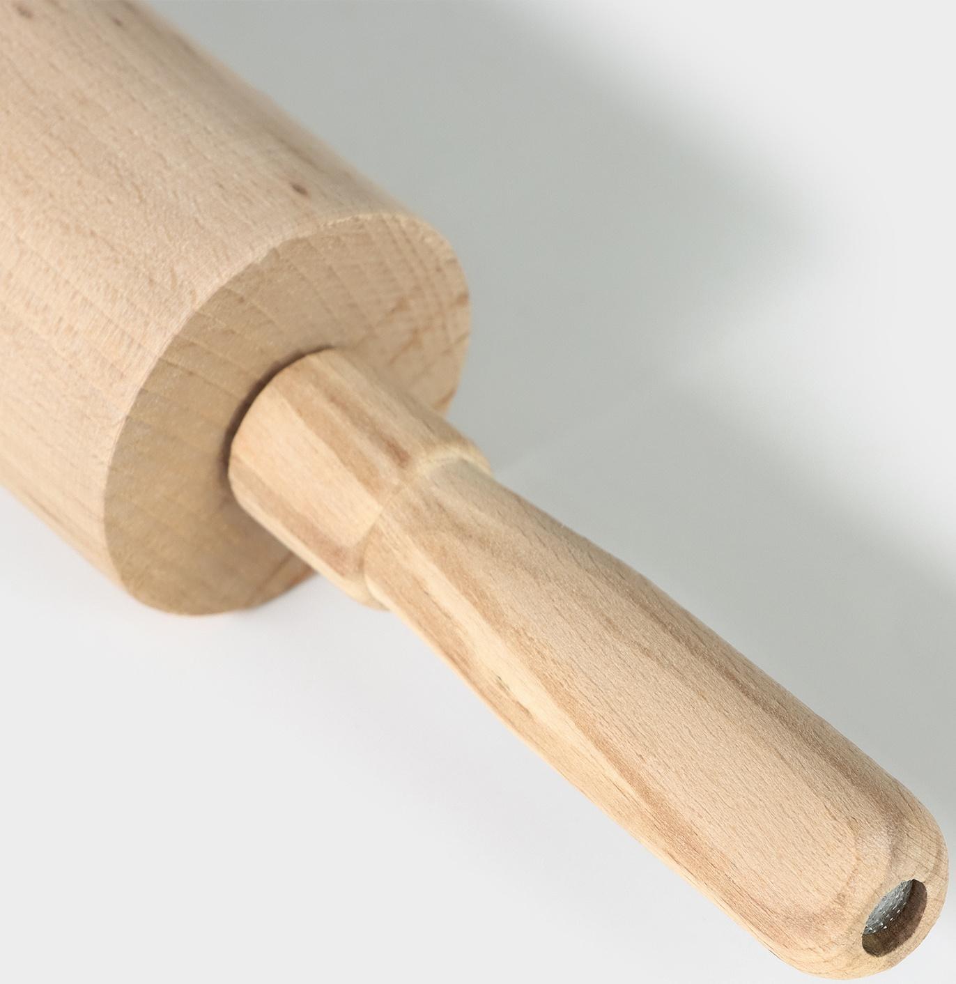 Скалка «Для Профи», с вращающейся ручкой, 60×6 см, бук