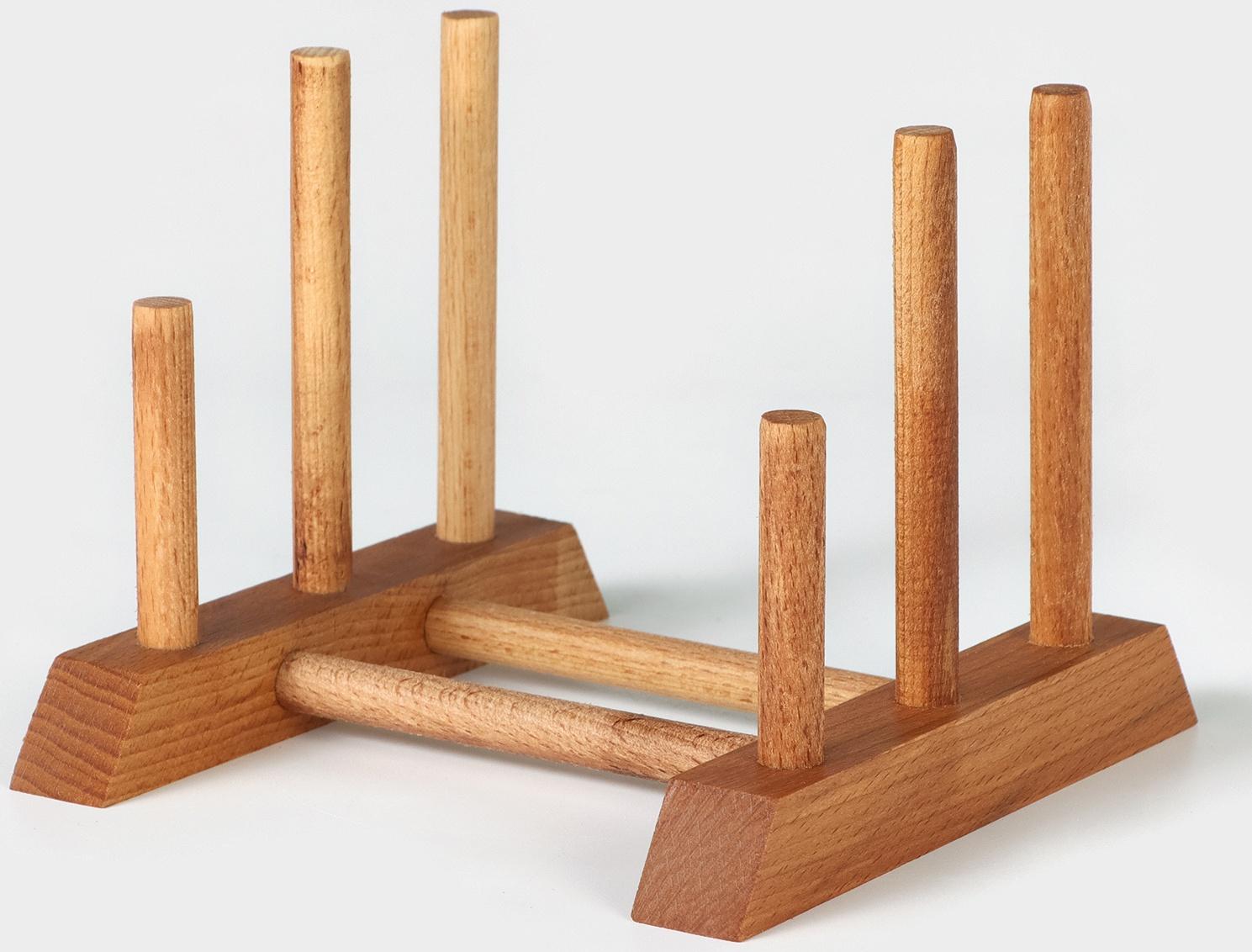 Подставка - сушилка для разделочных досок и посуды Adelica, 13×17×13 см, пропитано минеральным маслом, бук