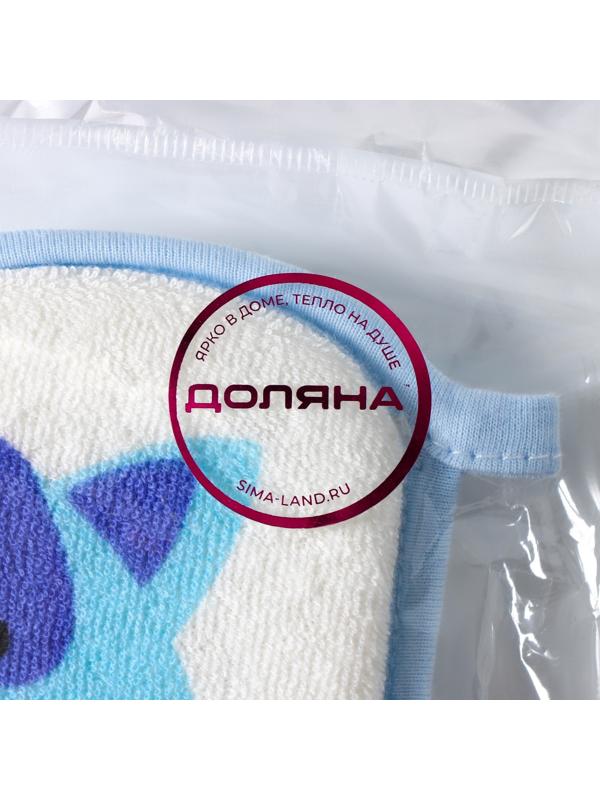 Мочалка для купания Доляна «Енот», 12×8 см, цвет голубой