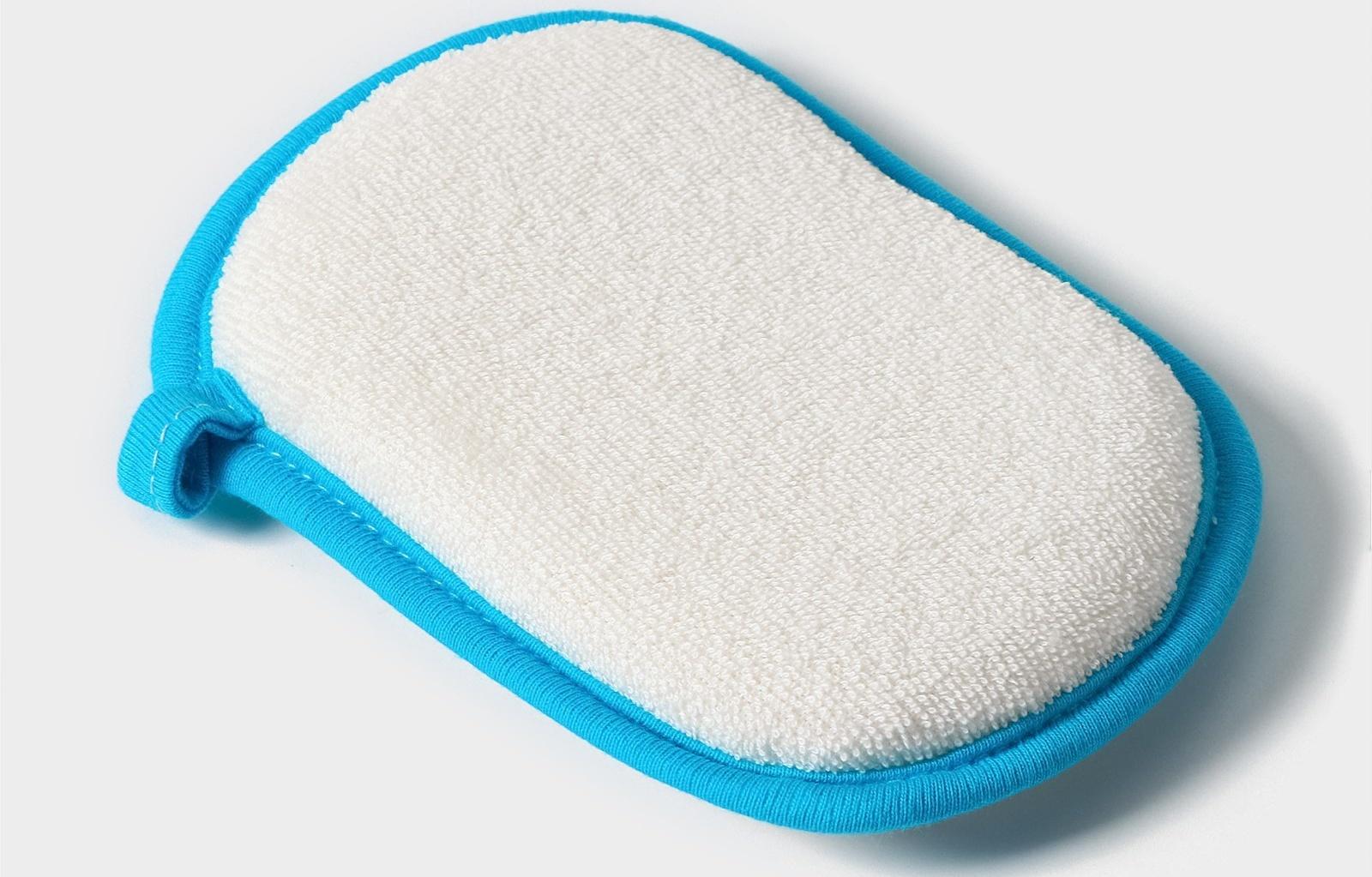 Мочалка для купания Доляна «Заяц», 12×8 см, цвет синий