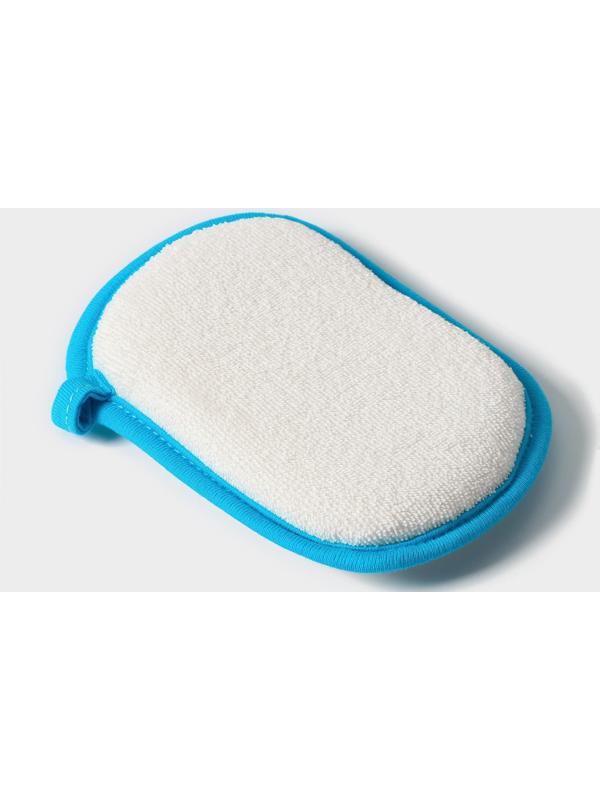 Мочалка для купания Доляна «Заяц», 12×8 см, цвет синий