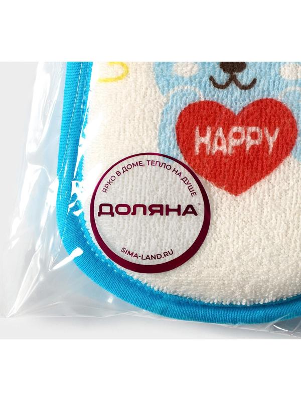 Мочалка для купания Доляна «Заяц», 12×8 см, цвет синий