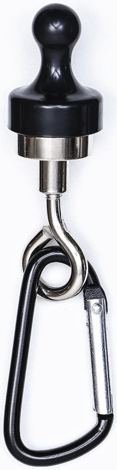 Карабин с магнитом туристический, черный, 10.5 см