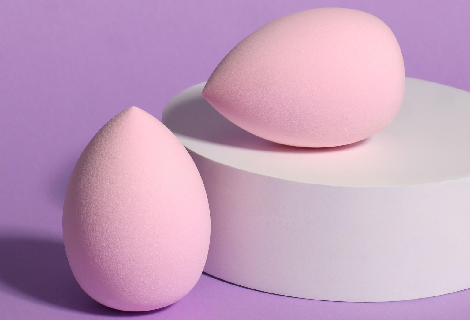 Спонжи для макияжа, набор - 2 шт, 6 × 4 см, увеличиваются при намокании, цвет розовый