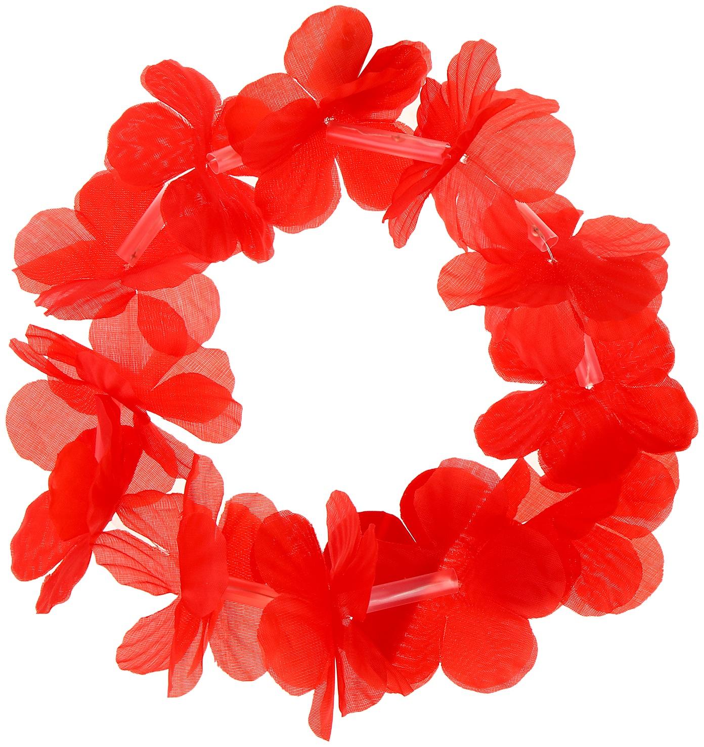 Венок гавайский световой «Алоха», 3 режима подсветки, цвет красный
