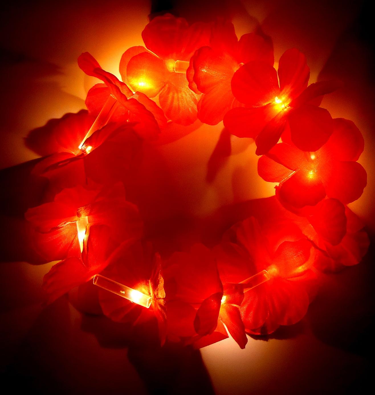 Венок гавайский световой «Алоха», 3 режима подсветки, цвет красный