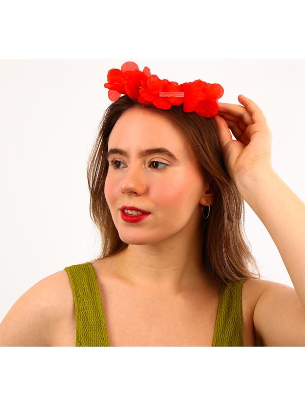 Венок гавайский световой «Алоха», 3 режима подсветки, цвет красный