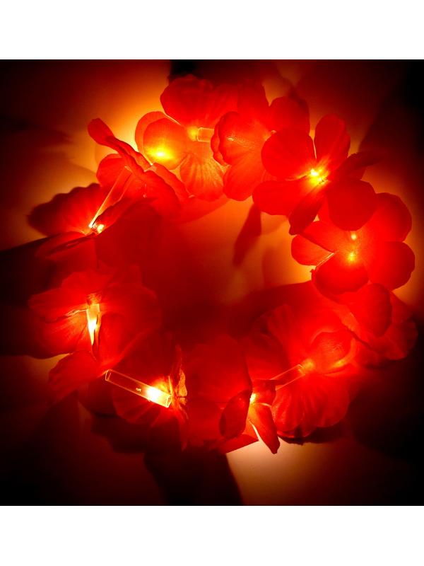 Венок гавайский световой «Алоха», 3 режима подсветки, цвет красный
