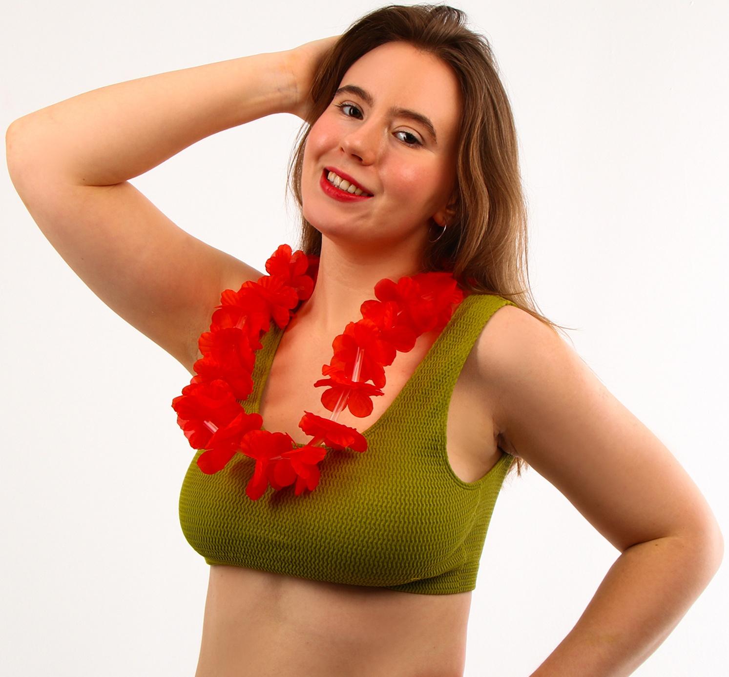 Гавайское ожерелье световое, 3 режима подсветки, цвет красный