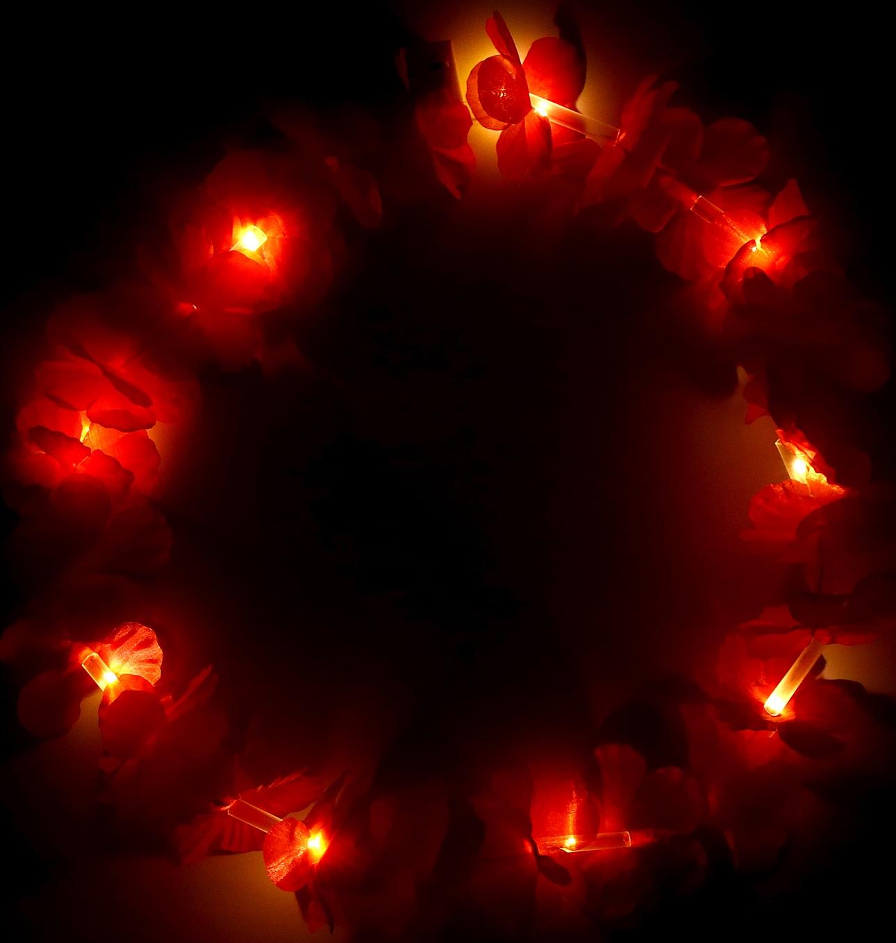 Гавайское ожерелье световое, 3 режима подсветки, цвет красный