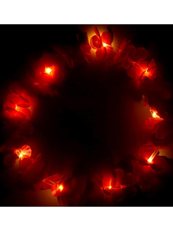 Гавайское ожерелье световое, 3 режима подсветки, цвет красный